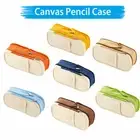 Kids Cute Double-layer Large-capacity Pencil Case Canvas Elastic Pencil Case