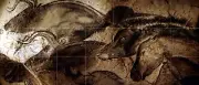 42 x 18 Prehistoric Cave Paintings Mural Ceramic Backsplash Bath Tile #2358