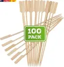 10" Bamboo Shish Kabob Skewers for Grilling | Extra Long | Flat Wood Skewer Shap