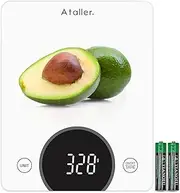 Ataller Digital Food Scale, Tempered Glass Panel, 10Kg/22lb Capacity, Kitchen Weighing Scales with LED Display and 1g Increments for Baking, Cooking, Keto and Meal Prep, White