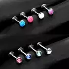 6X 3/4/5mm Opal Crystal Labret Monroe Lip Stud Internal Thread Ear Piercing Set