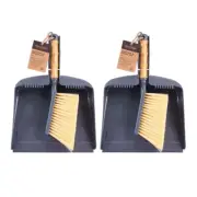 2x Clevinger Cleaning 33x23x7cm Dustpan And Bamboo Handle Brush Household Set