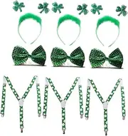 MERRYHAPY 9pc Patrick's Day Party Headdress Suspending Tie Set Elastic Suspenders for Jeans Party Costume Accessory Fashion