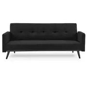 Sarantino 3 Seater Modular Linen Fabric Sofa Bed Couch Armrest Furniture Lounge Black