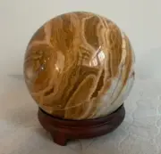 Natural Stone Jasper Agate Brown Quartz Sphere Ball Crystal w/stand 101mm-1468gr