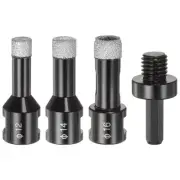 3pcs Diamond Core Drill Bit Set 12/14/16mm for Porcelain Tile Ceramic, Black