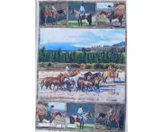 Patchwork Quilting Sewing Fabric Hidden Valley Horses Panel 75x110cm
