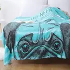 Love Pug Blanket, Cute Blue Puppy Throw Blanket Super Soft Pugs Stuffed Animal B