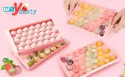 3D Round Ice Cube Tray with Lid Plastic Diamond Style Ice Mold Refrigerator Sphe