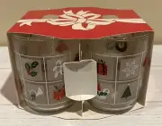 4 VTG LIBBEY Christmas Symbols Rocks Drinking Glasses NOS Original Packaging