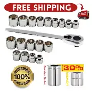 POWERBUILT 19 Piece 3/8-Inch Drive SAE/Metric Low Profile Socket Set 642239