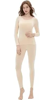 [Vinconie] Thin Thermal Underwear for Women Long Johns Set Scoop Neck Base Layer