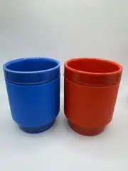 Lego X Target Ceramic Tumbler Mug Cup Blue & Red 10oz Lot Of Two Brand New