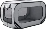 Large Dog Kennel Pet Cat Portable Cage Crate Travel Folding Carrier Car Gray 36