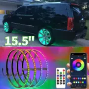 4PCS 15.5" RGB LED Wheel Ring Rim Lights Kit Bluetooth APP For Cadillac Escalade