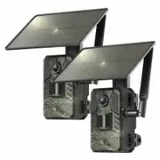 Cellular Trail Cameras,4G LTE Trail Camera with 2K Live View 0.2s Motion Activated Game Camera with Night Vision IP66 Waterproof Solar Trail Camera,2Pack