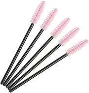 Namzi 200 Pcs Disposable Eyelash Mascara Brushes for Eye Lashes Extension Eyebrow and Makeup (Black rod and pink head)