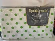 Springmaid Wondercale Charmed Circle Green Polka Dot Fitted Sheet NIP FULL