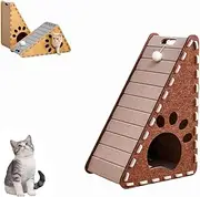 Mellowkin Cat Scratcher, Triangular Vertical Integrated Scratching Board with Cat Bed, Wear-Resistant Non-Shedding Felt Scratching Pad Against The Wall Cat Climbing Mat,Easy to Clean (Beige)