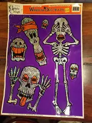 Vintage 1995 Classic Clings Static Window Decoration Halloween Skeleton (NEW)