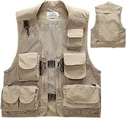 [Comebachome] Fishing Vests for Men Breathable Fly Fishing Vest Fast Drying Sleeveless Clothes with Pockets for Outdoor Hiking Photography, Beige, M, Trout Vest