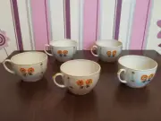 vintage Porcelain set of tea Cup Gorodnitsa USSR Soviet Floral Print 60s