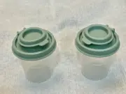 Tupperware Mini Salt & Pepper Shakers Midgets Set of 2 Pastel Green w Seal, New