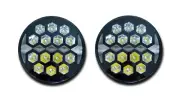 E-Mark 9 inch 2 PCS 14 LED Yellow Spot Lamps 2 Functions Truck Car 4x4 Van Volvo