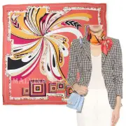 EMILIO PUCCI SCARF PRINT CHIFFON SILK SIGNATURE LOGO SQUARE SCARF 34"