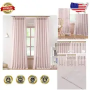 Set of 2 Soft Pink Light Filtering Pinch Pleat Curtains 40x95 - Perfect for Home