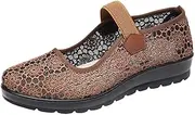 [missfiona] Womens Hollow Out Granny Walk Shoes Breathable Soft-Soled Mary Jane Flats