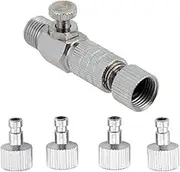 Professional Airbrush Accessories Air Brush Quick Release Coupler Plug Disconnect Airbrush Airflow Adjustment Control-Valve Coupling with 4pcs 1/8 inch Adapters