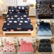 30cm Deep Fitted Printed Mattress Cover Elastic Band Bed Sheets Protector Cover