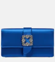[Manolo Blahnik] Manolo Blahnik Capri embellished satin clutch One Size blue