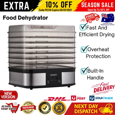 Devanti Food Dehydrators Commercial Fruit Dehydrator Beef Jerky Maker 7 Trays