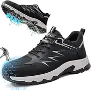 [LANGTAN] Steel Toe Shoes for Men Women Work Shoes Sneakers Comfortable Lightweight Safety Shoes Puncture Proof Slip Resistant Work Utility Shoes