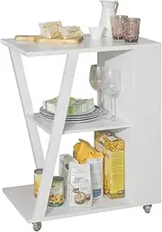 SoBuy White Kitchen Serving Cart Storage Trolley Side Table On Wheels FKW77-W