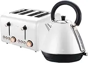 Rose Trim Collection Toaster & Kettle Bundle - White