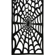 Crate & Barrel Spider Web 72" Table Runner Black Felt Spiderweb Halloween Decor