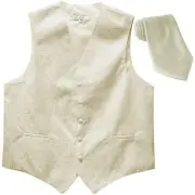 New Men's Formal Vest Tuxedo Waistcoat_necktie paisley party prom wedding ivory