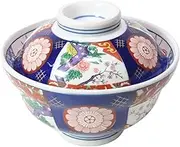 セトモノホンポ(Setomonohonpo) Japanese 6.2 Inches Diameter Porcelain Nishiki Botan Donburi Ramen Noodle Soup Rice Bowl with Lid