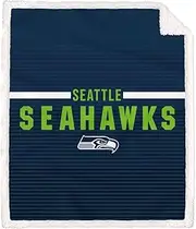 Seattle Seahawks Logo Letter Poly Spandex Blanket with Sherpa