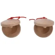 A pair of wooden flamenco musical instrument castanets of wood color1204