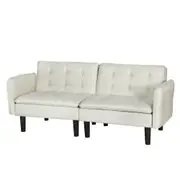 Sofa Bed 192CM Beige Faux Linen Fabric