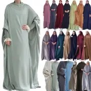 Women Muslim Prayer Dress Overhead Abaya Islamic Caftan Ramadan Robe Kaftan Gown