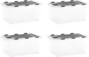 Superio 19 Quart Hinged Lid Storage Tote, Stackable Storage Container, 4 Pack