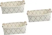 3 pcs Storage Basket Toy Baskets Foldable pet Toys Collapsible Hamper Fabric containers with Handles Desktop Sundries Clothes Organizer Drawers Felt Clothing White to Weave