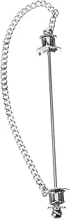 [PACKOVE] Mens Shirt Collar Pins Necktie Tie Cravat Pin Clips with Chain Lapel Pin Collar Bar Tassel Brooch Silver Tone