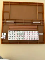 Mini Chinese Mahjong Set With Folding Mahjong Table Portable Mah Jong Game Set
