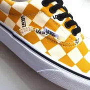 Vans era big checker yellow sneaker shoes men SIZE 9.5 CANVAS BLACK LACES NEW